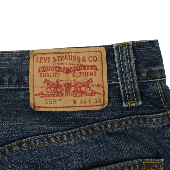 Levis 559 Jeans Mens Size 34x33 Relaxed Straight Leg Denim Dark Wash - Picture 8 of 15